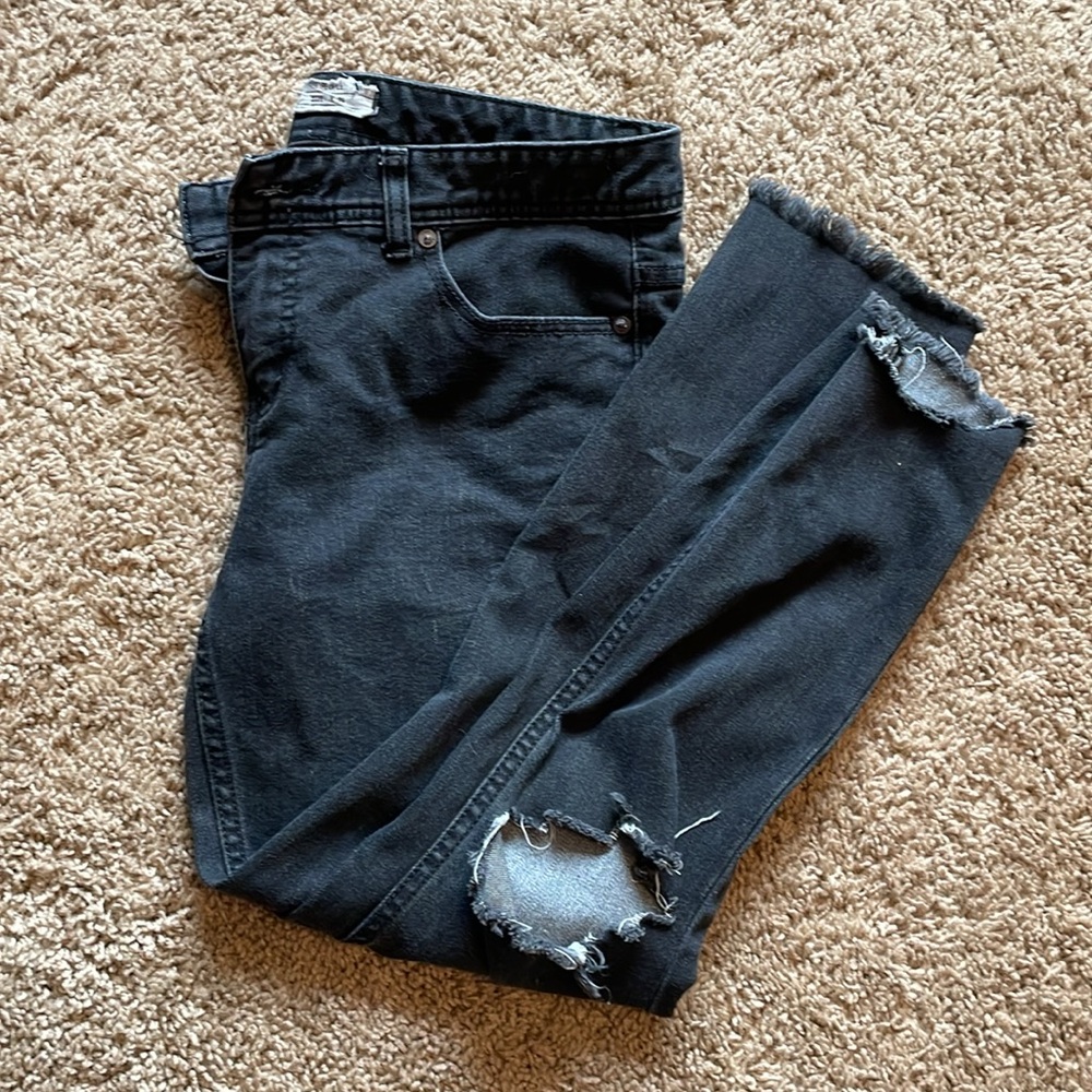Free People black distressed denim jeans